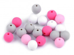 Koraliki kulki 9mm różowe szare białe 20szt. matowe