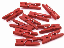 Drewniane klamerki mini, spinacze - 2szt, czerwone