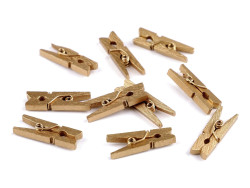 Drewniane klamerki mini, spinacze - 2szt, złote