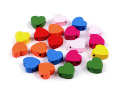 Koraliki drewniane serduszka 15mm mix kolorów