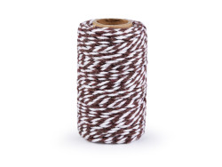 Sznurek bawełniany skręcany 1,5mm brązowo biały ok. 18m