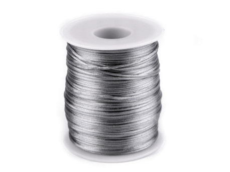 80-100m sznurek satynowy 1mm szary srebrny
